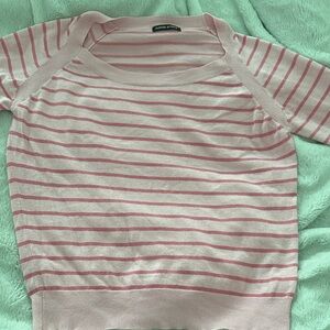 Pink Striped 3/4 Sleeve Sweater